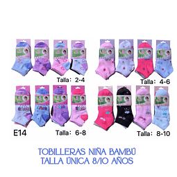 Tobilleras  de niña talla única para 8/10 año la docena 