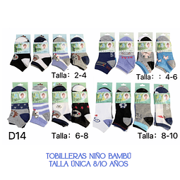 Tobilleras de niño talla única para 8/10 año la docena 