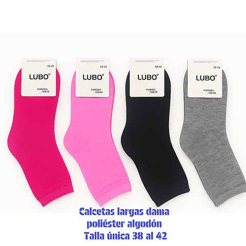 Calcetas Dama oferta poliéster talla única y colores surtidas la docena 