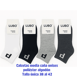 Calcetas media caña unisex oferta poliéster talla única y colores surtidas la docena 