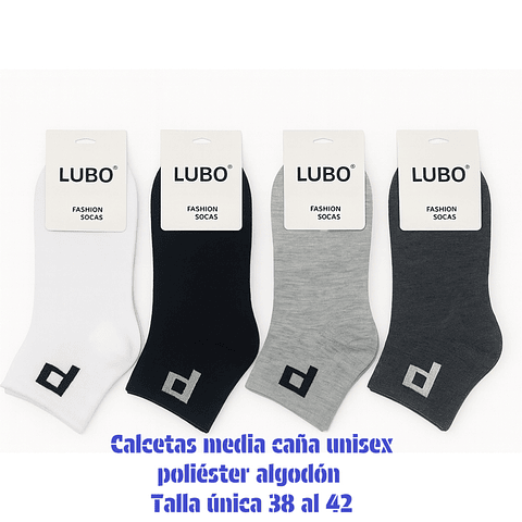Calcetas media caña unisex oferta poliéster talla única y colores surtidas la docena 
