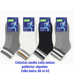 Calcetas media caña unisex oferta poliéster talla única y colores surtidas la docena 