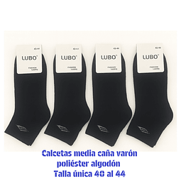 Calcetas media caña Varón oferta poliéster talla única y colores surtidas la docena 