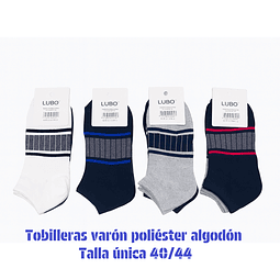 Calcetas tobilleras Varón oferta poliéster talla única y colores surtidas la docena 