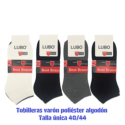Calcetas tobilleras Varón oferta poliéster talla única y colores surtidas la docena 