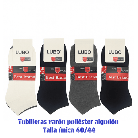 Calcetas tobilleras Varón oferta poliéster talla única y colores surtidas la docena 