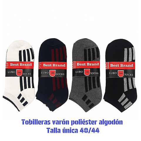 Calcetas tobilleras Varón oferta poliéster talla única y colores surtidas la docena 