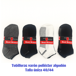 Calcetas tobilleras Varón oferta poliéster talla única y colores surtidas la docena 