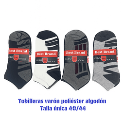 Calcetas tobilleras Varón oferta poliéster talla única y colores surtidas la docena 
