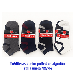 Calcetas tobilleras Varón oferta poliéster talla única y colores surtidas la docena 
