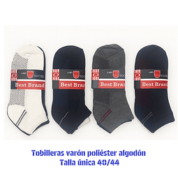 Calcetas tobilleras Varón oferta poliéster talla única y colores surtidas la docena 