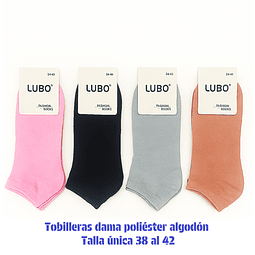 Calcetas tobilleras Dama oferta poliéster talla única y colores surtidas la docena 