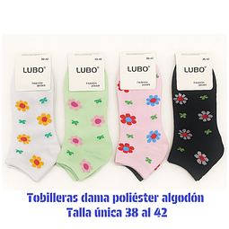 Calcetas tobilleras Dama oferta poliéster talla única y colores surtidas la docena 
