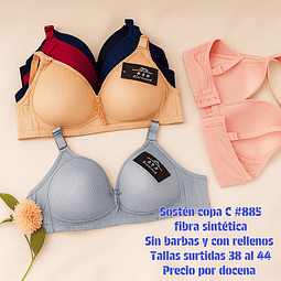 Sostén copa C sin barbas y con rellenos tallas y colores surtidas la docena 