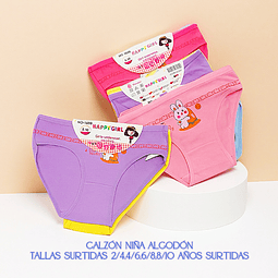 Calzón niña algodón tallas y colores surtidas la docena 