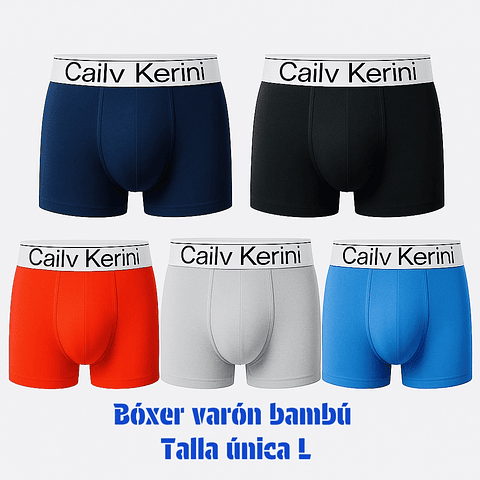 Bóxer varón bambú talla única L y colores surtidas la docena 