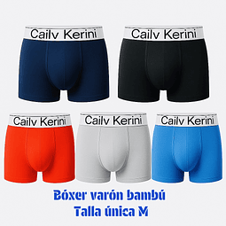 Bóxer varón bambú talla única M y colores surtidas la docena 