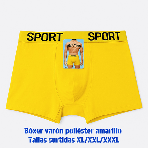 Bóxer varón Amarillo poliéster algodón tallas y colores surtidas la docena 