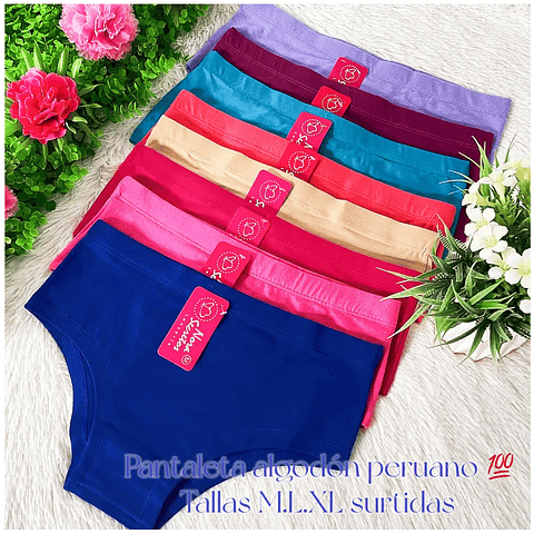 Pantaleta peruano algodón💯 tallas y colores surtidas la docena 