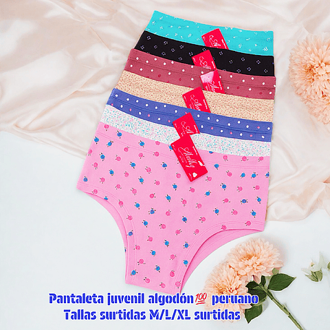 Pantaleta peruano algodón💯 tallas y colores surtidas la docena 