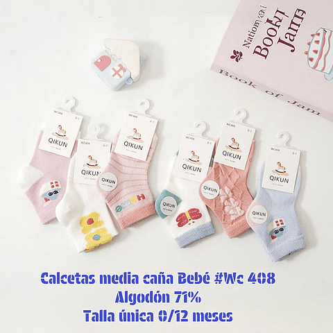 Calcetas bebé algodón talla única 0 al 12 meses la docena 