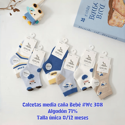 Calcetas bebé algodón talla única 0 al 12 meses la docena 