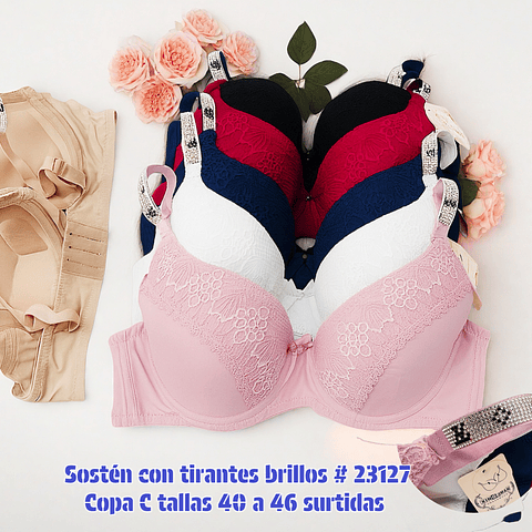 Sostén copa C tallas y colores surtidas la docena 