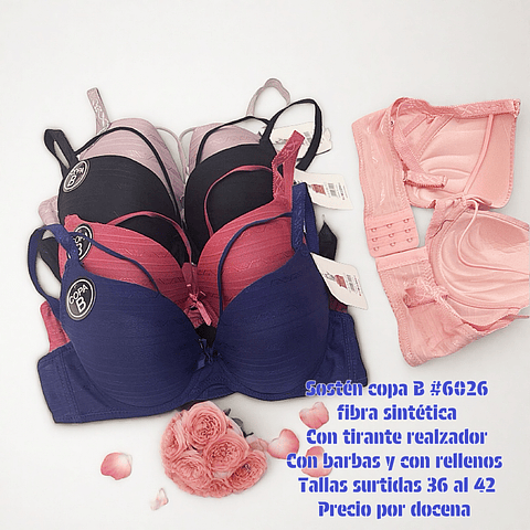 Sostén copa B tallas y colores surtidas la docena 