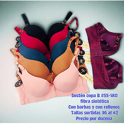 Sostén copa B tallas y colores surtidas la docena 