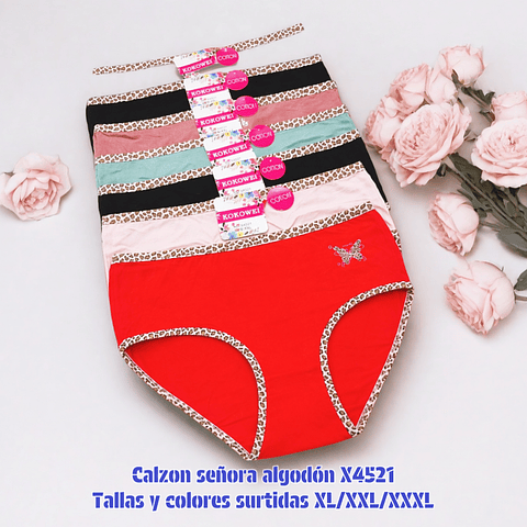 Calzón señora algodón tallas y colores surtidas la docena 