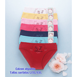 Calzón Lola  algodón tallas y colores surtidas la docena 