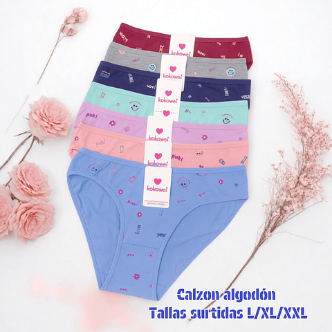 Calzón Lola  algodón tallas y colores surtidas la docena 