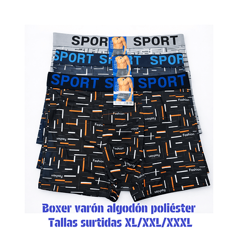 Bóxer varón algodón poliéster tallas y colores surtidas la docena 