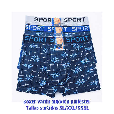 Bóxer varón algodón poliéster tallas y colores surtidas la docena 