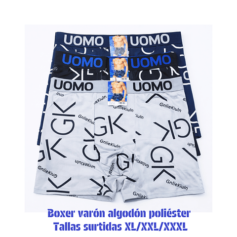 Bóxer varón algodón poliéster tallas y colores surtidas la docena 