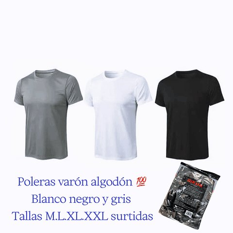 Poleras varón algodón tallas y colores surtidas la docena 