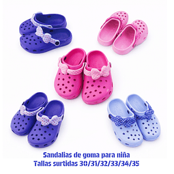 Sandalias de goma para niña tallas y colores surtidas la docena 