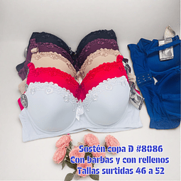 Sostén copa D tallas y colores surtidas la docena 