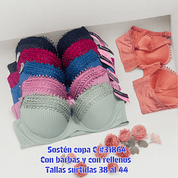 Sostén copa C tallas y colores surtidas la docena 