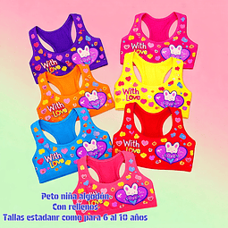 Peto de niña algodón talla estándar y colores surtidas la docena 