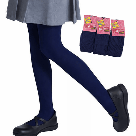 Pantys stretch escolares color Azul marino tallas surtidas 5/6.7/8.9/10 años la docena 