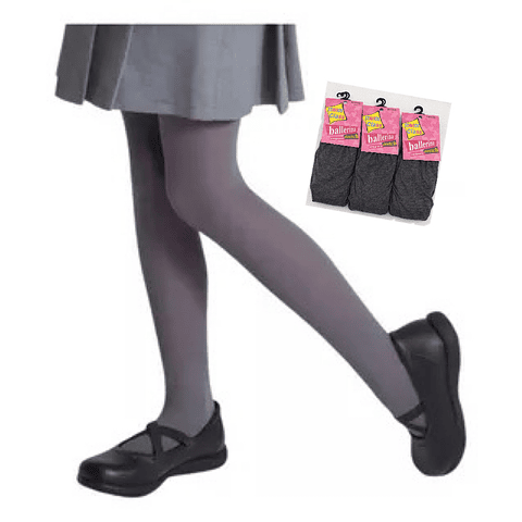 Pantys stretch escolares color Gris tallas surtidas 5/6.7/8.9/10 años la docena 