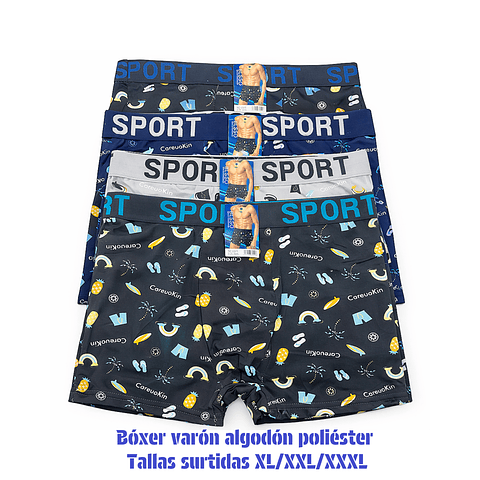 Bóxer varón algodón poliéster tallas y colores surtidas la docena 