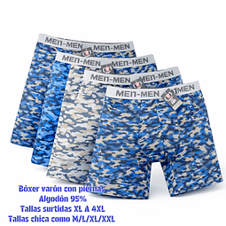 Bóxer varón con piernas algodón 95% tallas y colores surtidas la docena 