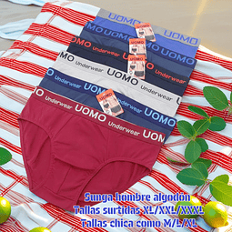 Sunga de varón algodón 95% tallas y colores surtidas la docena 
