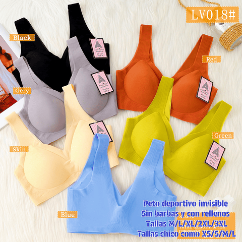 Peto deportivo invisible juvenil tallas y colores surtidas la docena 