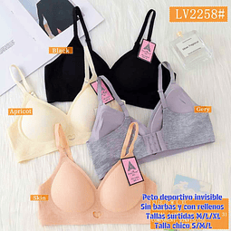 Peto deportivo invisible juvenil con broches tallas y colores surtidas la docena 