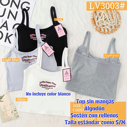 Top con sostén sin mangas algodón talla estándar y colores surtidas la docena 