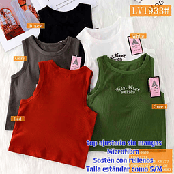 Top ajustadao con sostén sin mangas microfibra talla estándar y colores surtidas la docena 
