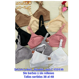 Sostén copa C algodón señora #55036 tallas y colores surtidas la docena 